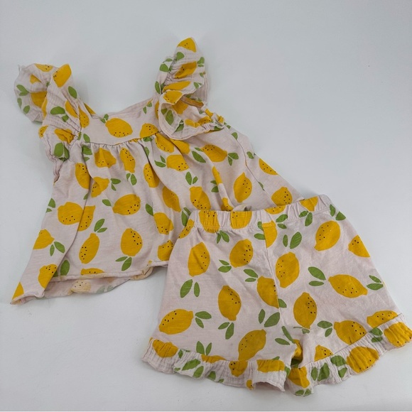 Zara Lemon Ruffle Set Shorts + Tank Top Size 5 6 FLAWS - Picture 4 of 4